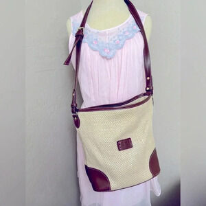 VINTAGE 90’s Liz Claiborne Jute Woven Bucket Bag Shoulder Crossbody Purse Y2K